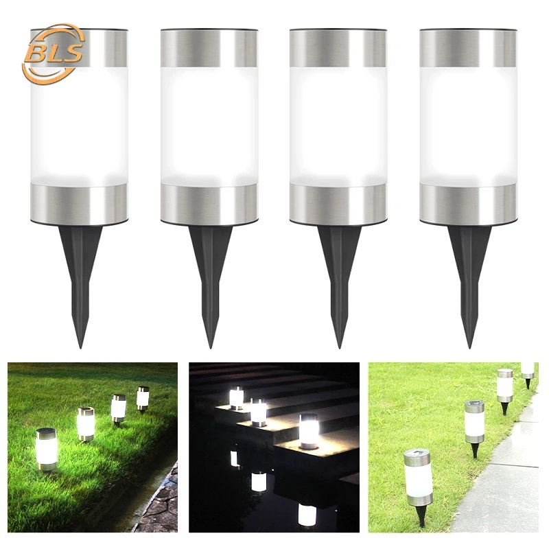 1 Đèn LED Hình Trụ Bằng Thép Không Gỉ Sử Dụng Năng Lượng Mặt Trời Siêu Sáng Chống Thấm Nước Trang Trí Lối Đi Sân Vườn