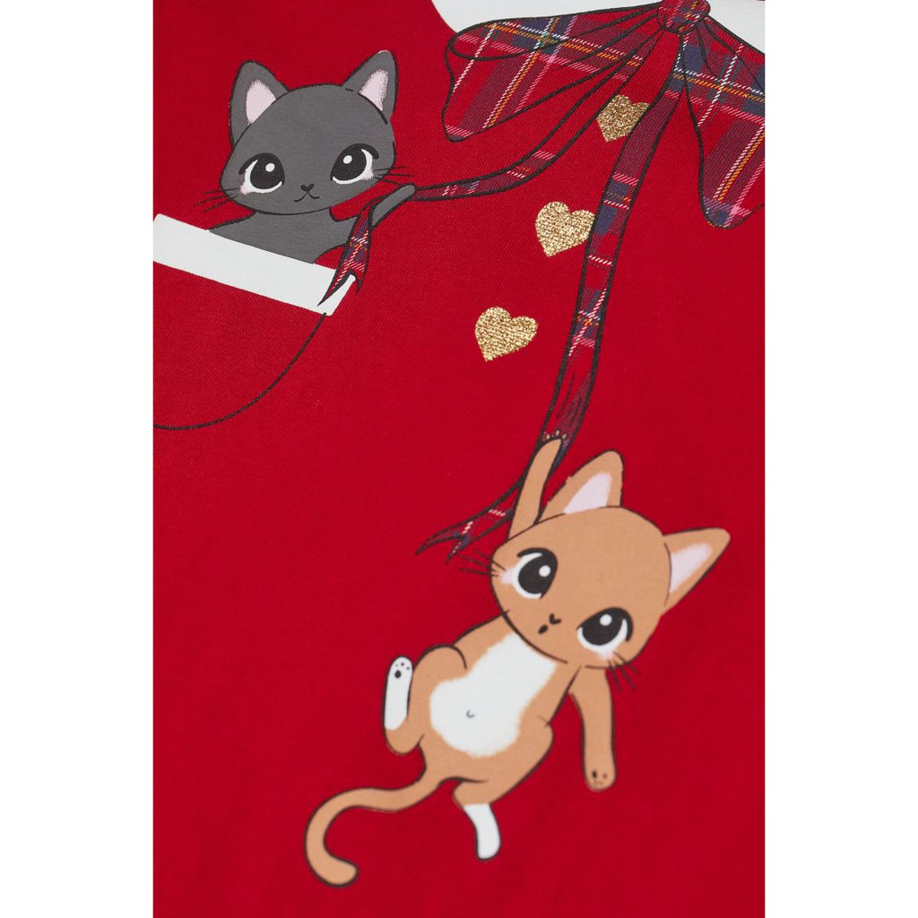Áo dài tay đỏ mèo christmas HM H&amp;M _hàng chính hãng authentic