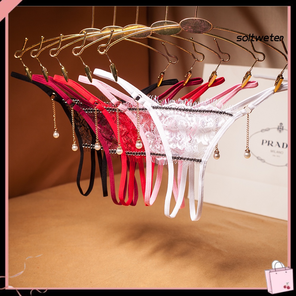 Quần Lót Ren Lọt Khe Đính Ngọc Trai Giả Gợi Cảm Cho Nữ