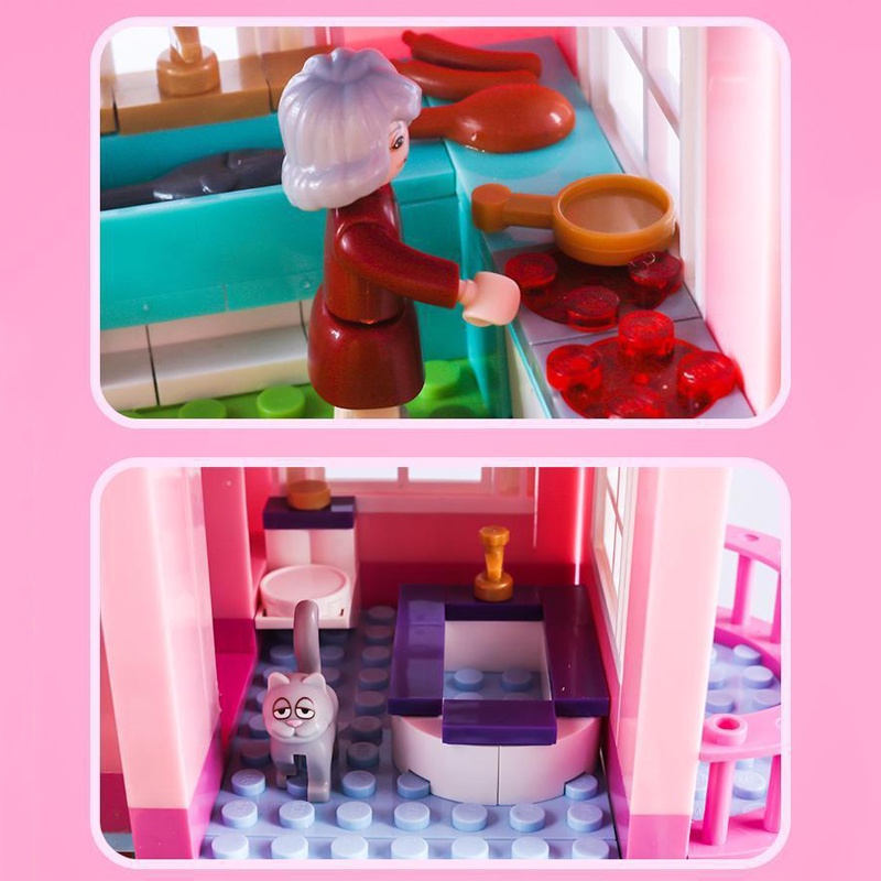 Đồ Chơi Lắp Ráp Kiểu LEGO Mô Hình Biệt Thự Gia Đình 6 Người Garden Villa sluban B0721 Với 896 Mảnh Ghép,Quà Tặng Bé Gái
