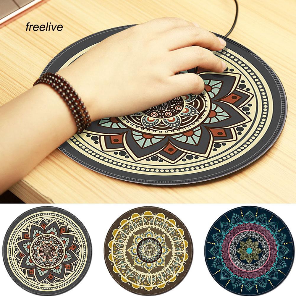 Tấm lót chuột 20cm thiết kế chống trượt phối hoa văn phong cách Bohemian tiện dụng