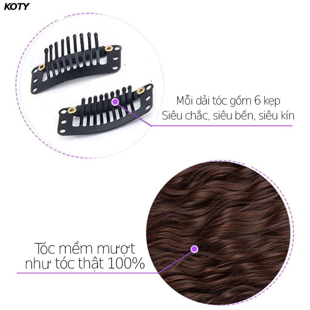 Tóc giả nửa đầu loại xoăn cao cấp shop Koty, tóc giả kẹp phím cho nữ dài đẹp TG10