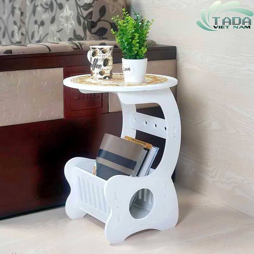 Kệ bàn tròn để phòng khách, phòng ngủ có giá để sách Kt 36x47x24cm