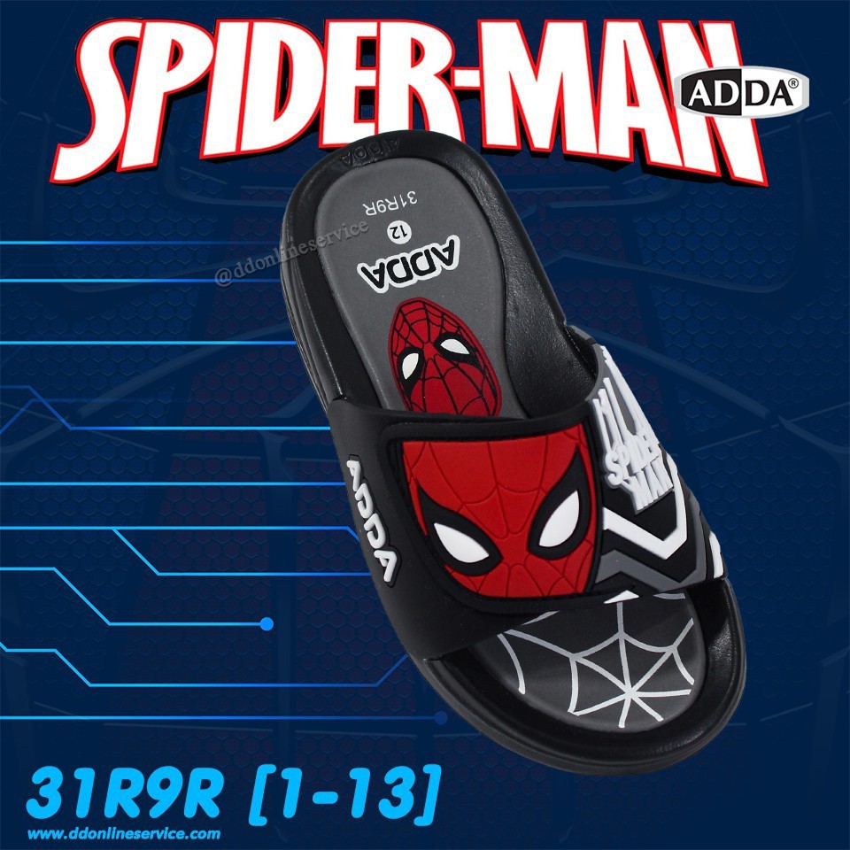 Dép lê bé trai ADDA 28-36 ❤️FREESHIP❤️ Dép lê Thái Lan Spiderman người nhện quai bản ngang có nhám dán điều chỉnh 31R9R