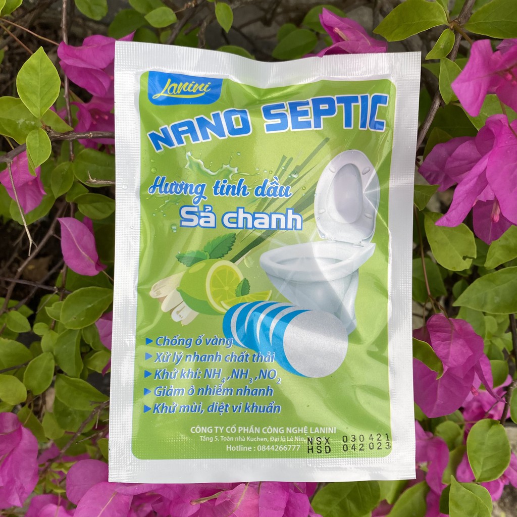 Viên tẩy bồn cầu [HƯƠNG SẢ CHANH] Viên nén vi sinh bồn cầu hương tinh dầu sả chanh thơm Nano Septic Lanini siêu sạch