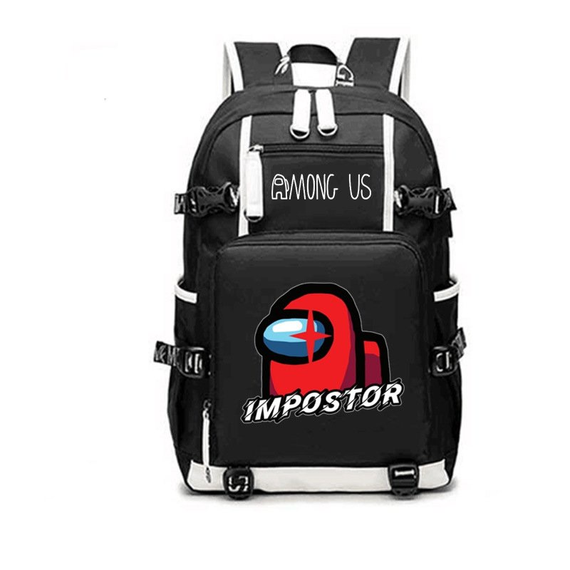 Balo 2 Vạch Kẻ Trắng in hình AMONG US game anime chibi đi học thời trang độc đáo