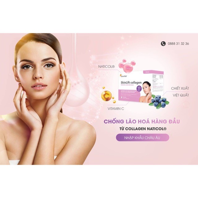 Skinlift Collagen Giúp đẹp da chống lão hóa ngăn nếp nhăn trên da giúp da mịn màng săn chắc Hộp 15 gói