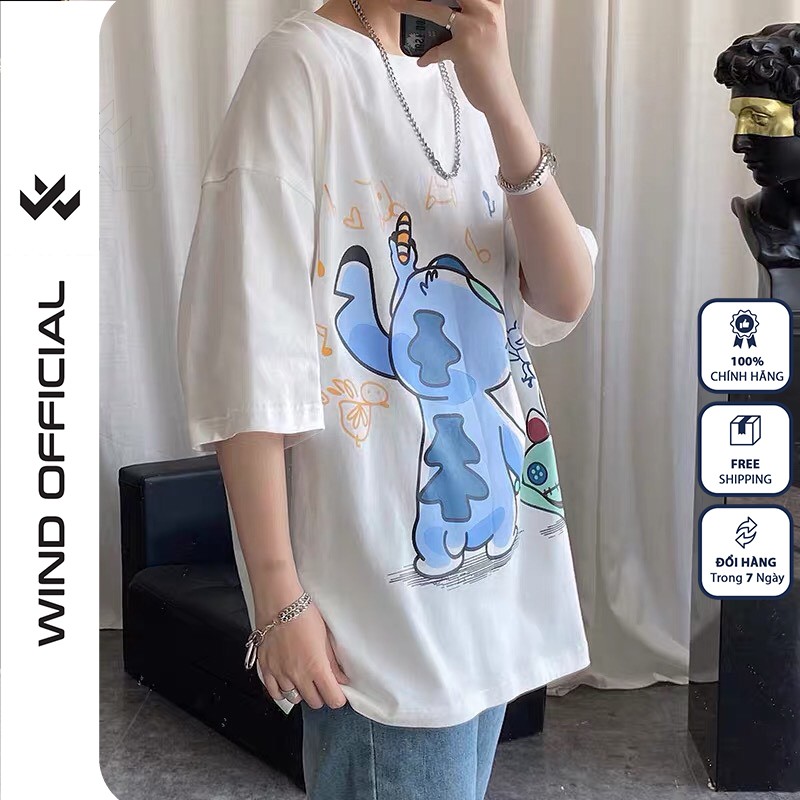 Áo thun tay lỡ WIND phông unisex form rộng STICH VẼ TRANH nam nữ oversize ulzzang