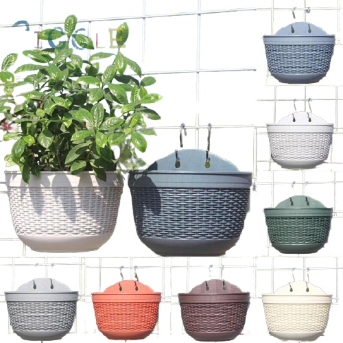 Combo 5-10-15 chậu hoa nhựa ốp tường giả mây đan, treo ban công trồng hoa, cây cảnh đẹp nhiều màu sắc
