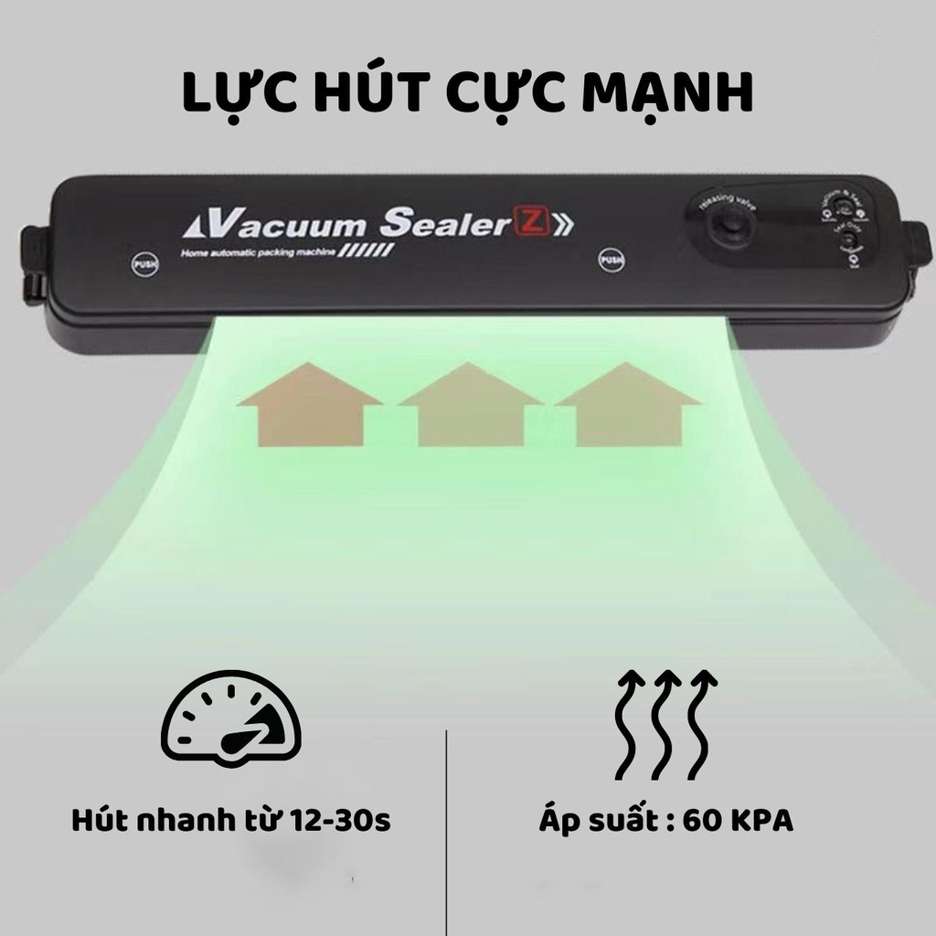 Máy hút chân không thực phẩm kiêm máy hàn miệng túi Vacuum Sealer tặng kèm túi bảo hành 3 tháng