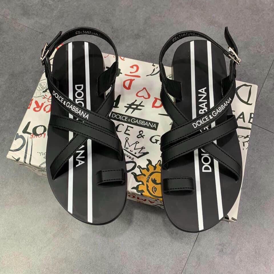 Dép da bò nam xỏ ngón DG đế cao su hàng cao cấp xuất khẩu