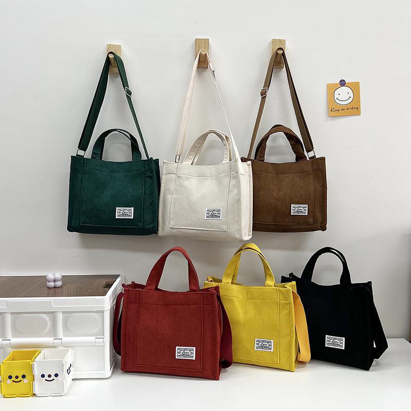 Túi đeo chéo đeo vai vải nhung sọc mini thời trang nữ theo phong cách Nhật Bản