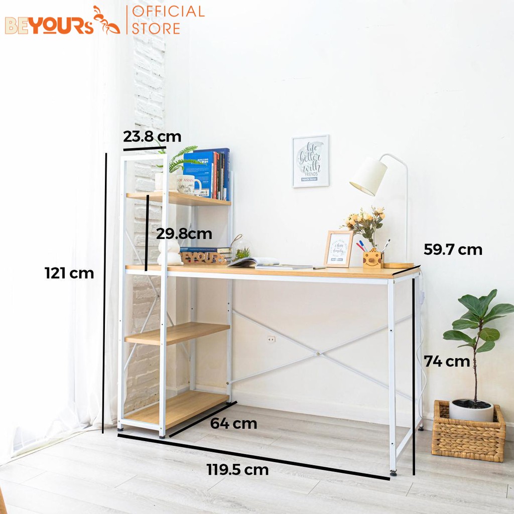 [Mã LIFEHLDEC giảm 10% đơn 99k] Bàn Làm Việc Gỗ Chân Sắt BEYOURs Neuly Table Phối Kệ Sách Đa Năng Nội Thất Lắp Ráp