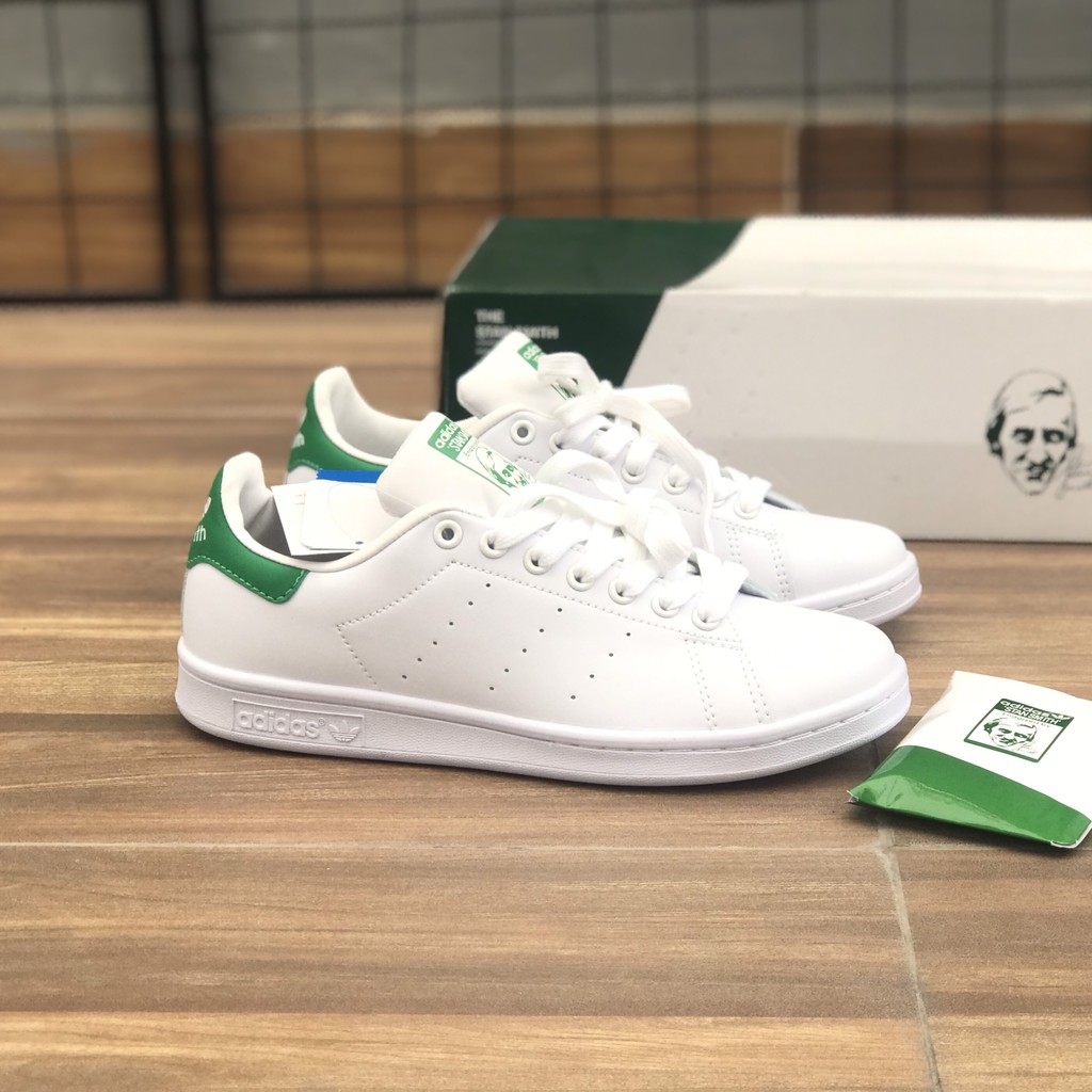 Giày Stansmith da trắng chất liệu da miếng chống nhăn kiểu dáng classic dễ phối đồ