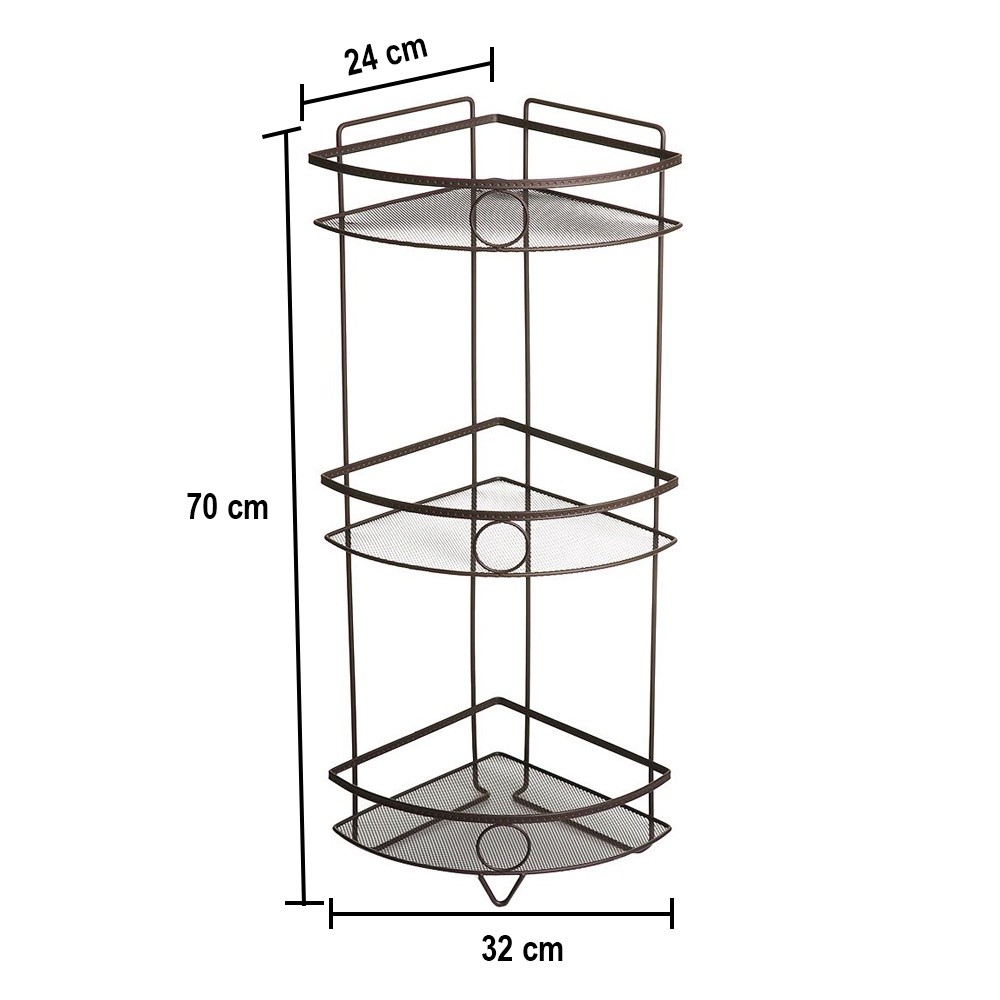 HomeBase MOYA Giá nhà tắm để góc bằng thép có 4 tầng L1396 W32xD24xH70 Cm màu đồng