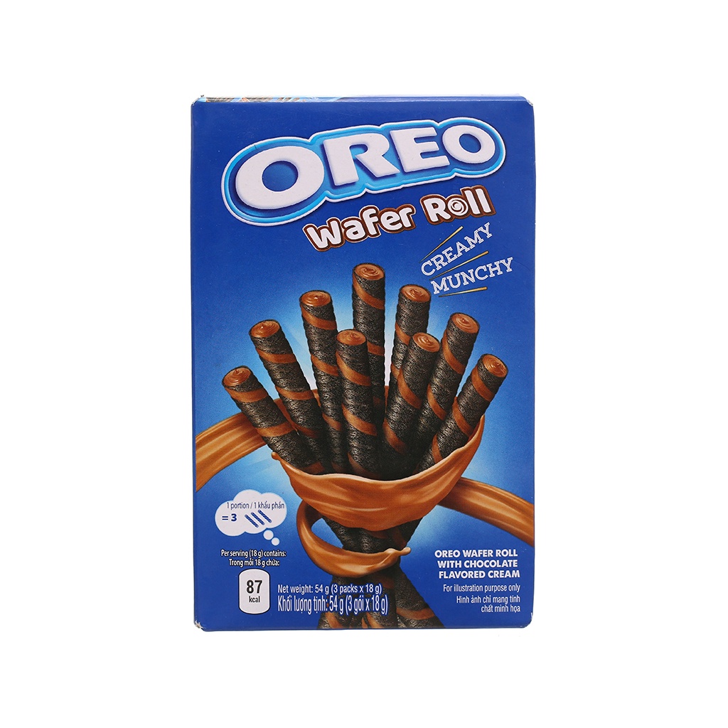 Bánh Quế Oreo Wafer Roll Hộp 54g (3 gói x 18g)