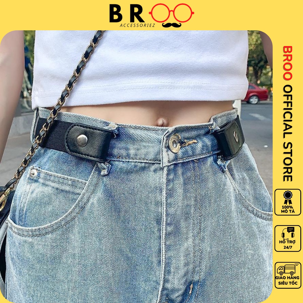 Thắt lưng thun co giãn cúc bấm 2 bên phối da cho nam nữ, dây nịt chun unisex tùy chỉnh theo vòng eo