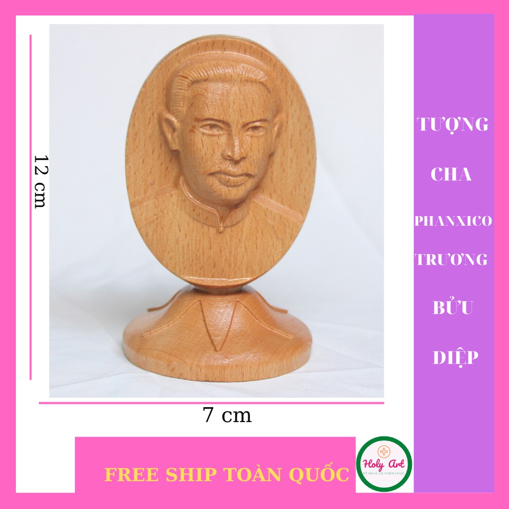 Tượng Cha Phanxico Trương Bửu Diệp Để Xe Ô Tô [holy art] Bằng Gỗ. Kích Thước 12 x 7cm {Free Ship Toàn Quốc}