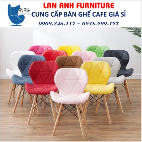 Ghế Eames bọc nệm tam giác chân gỗ  - Nhắn tin chọn màu