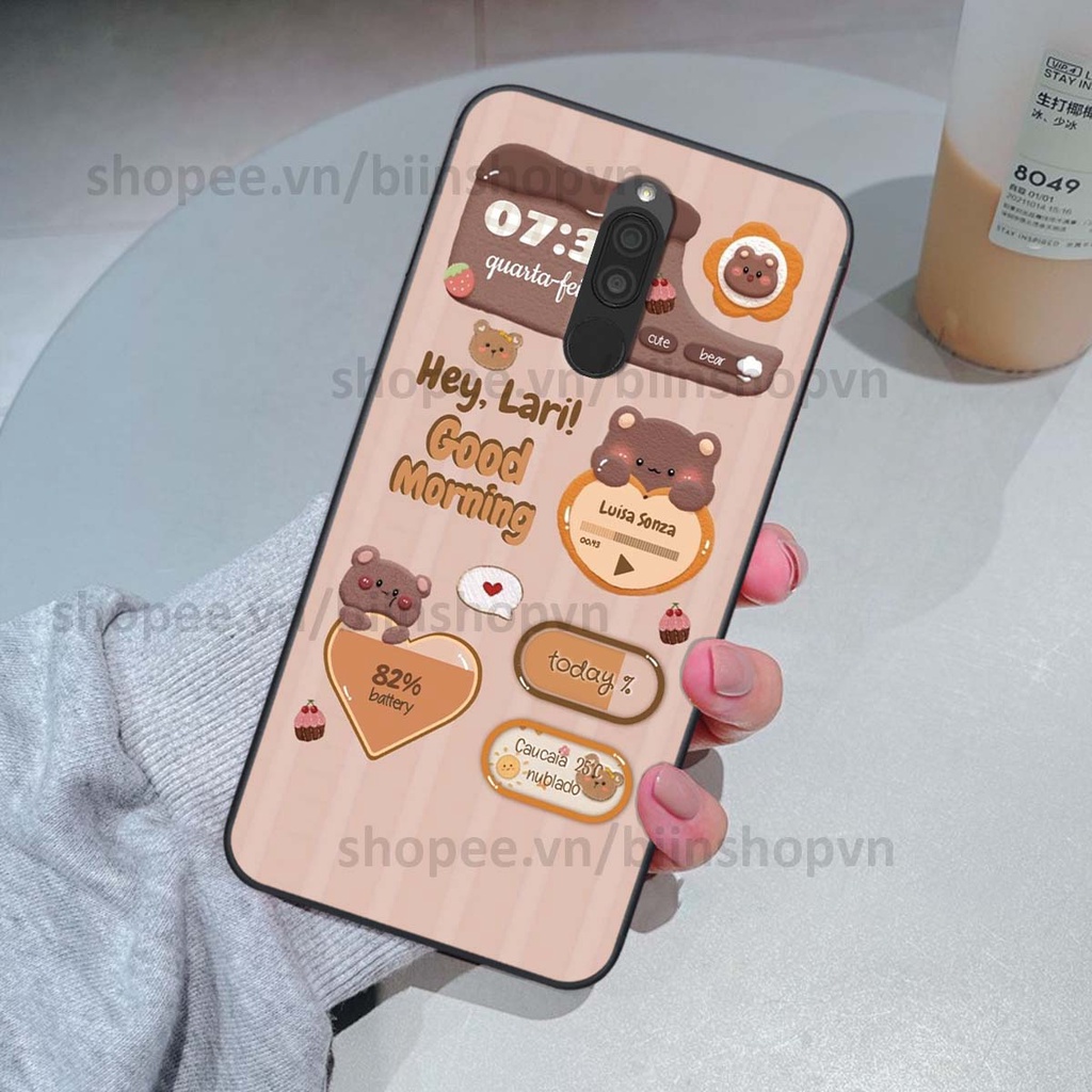 Ốp Xiaomi Redmi 8 in 3D icon gấu nổi siêu xinh, siêu đáng yêu, cá tính phong cách