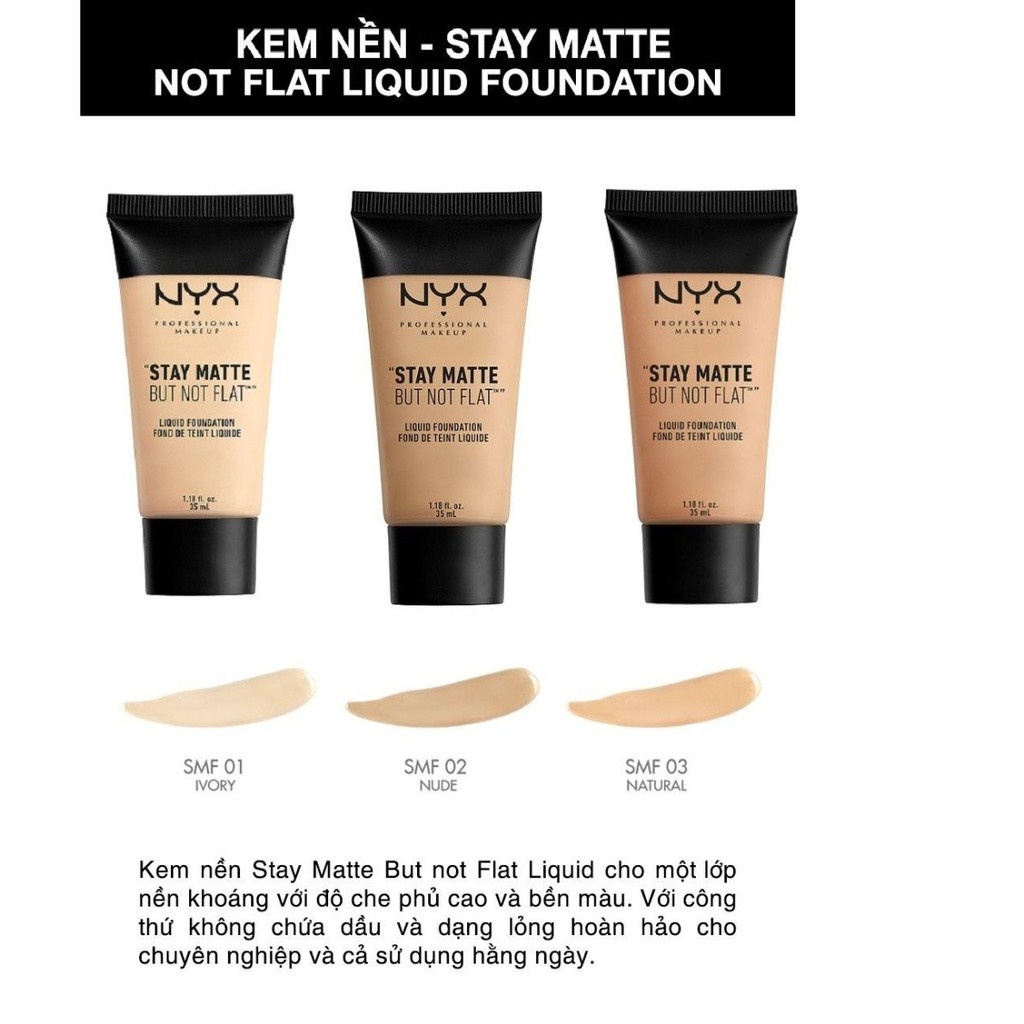 KEM NỀN NYX STAY MATTE BUT NOT FLAT LIQUID FOUNDATION 35ML CHÍNH HÃNG - 9646