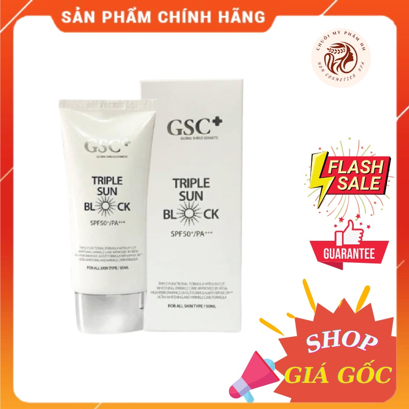 Kem chống nắng GSC+ Triple Sun Block, KCN vật lý, chỉ số chống nắng SPF 50, PA+++ chính hãng