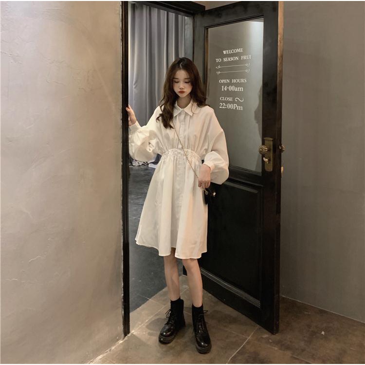 ✿Váy Sơ Mi✿Đầm Sơ Mi Dáng Dài Ôm Eo Thời Trang Xuân Hè 2022 Phong Cách Mới Cho Nữ