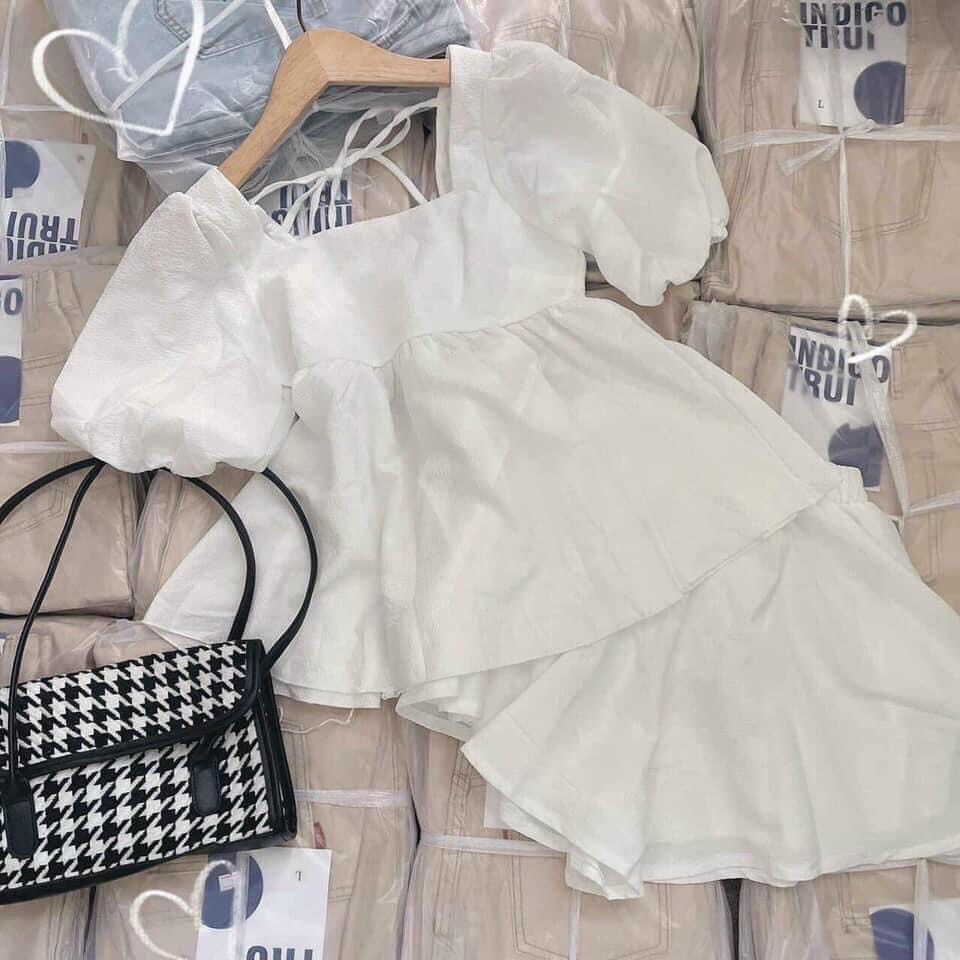 Set bộ quần áo baby doll tiểu thư trắng tinh tươm siêu sang chảng, dễ thương, chất mát
