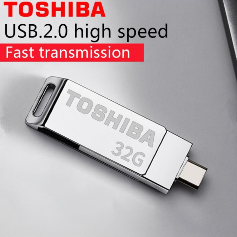 btsg USB Stick Flash Memory Drive High Speed 32GB OTG 2 in 1 Metal Storage