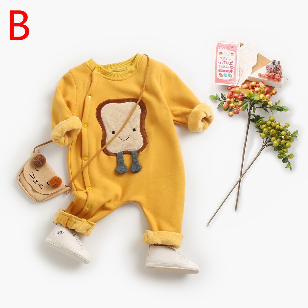 Áo Liền Quần Sanlutoz Tay Dài Bằng Vải Cotton Họa Tiết Hoạt Hình Thời Trang Cho Bé