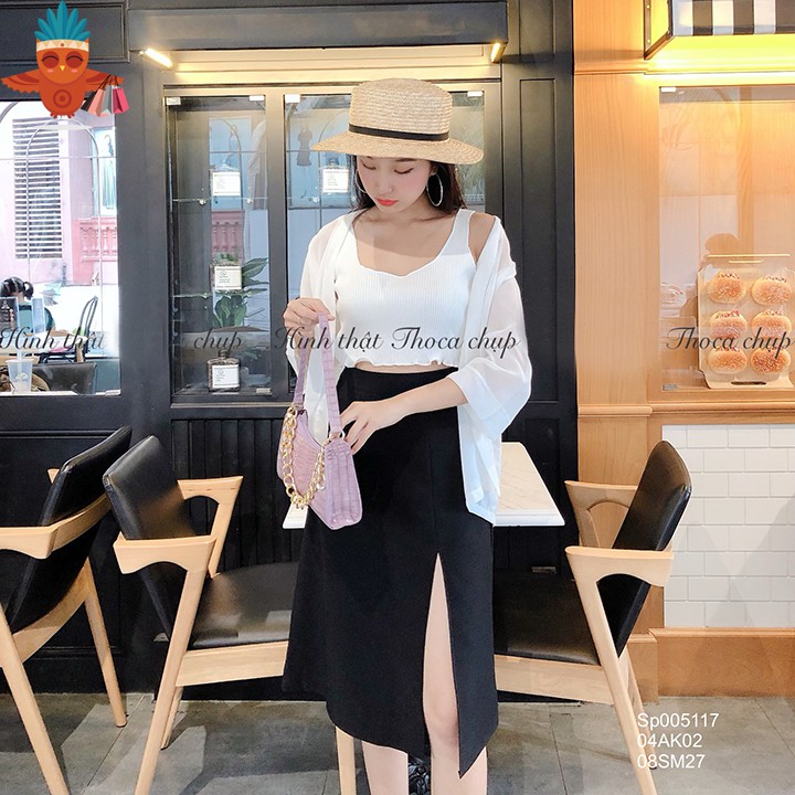 Chân váy midi đen xẻ tà lưng cao THOCA HOUSE sang chảnh, 3 size phù hợp đi chơi, đi làm cho các nàng | BigBuy360 - bigbuy360.vn