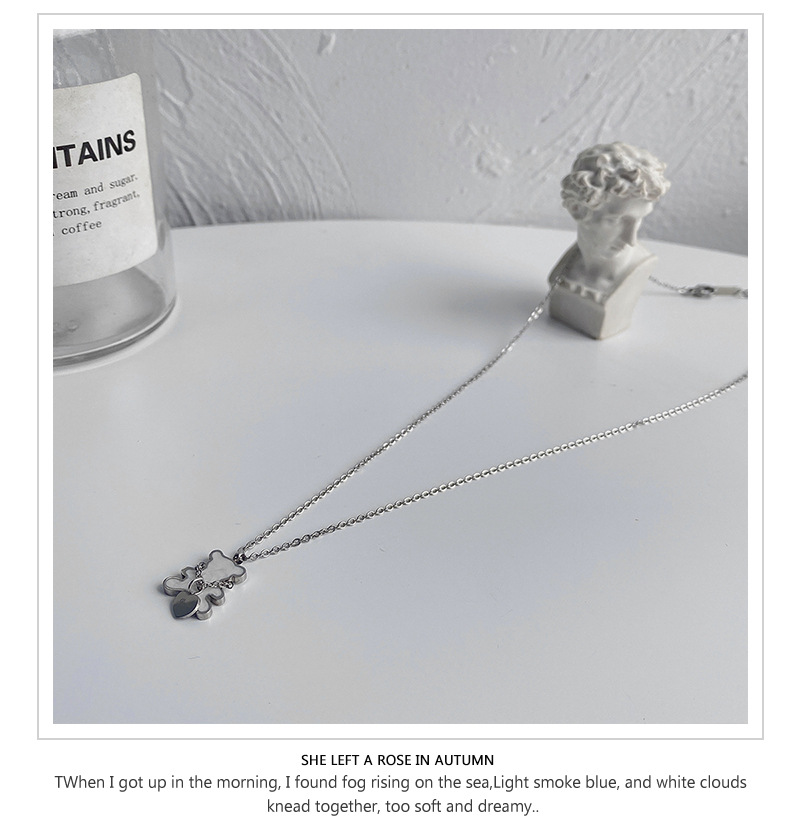 Dây Chuyền Thép Titan Mặt Hình Gấu Hoạt Hình Phong Cách Hàn Quốc 22782