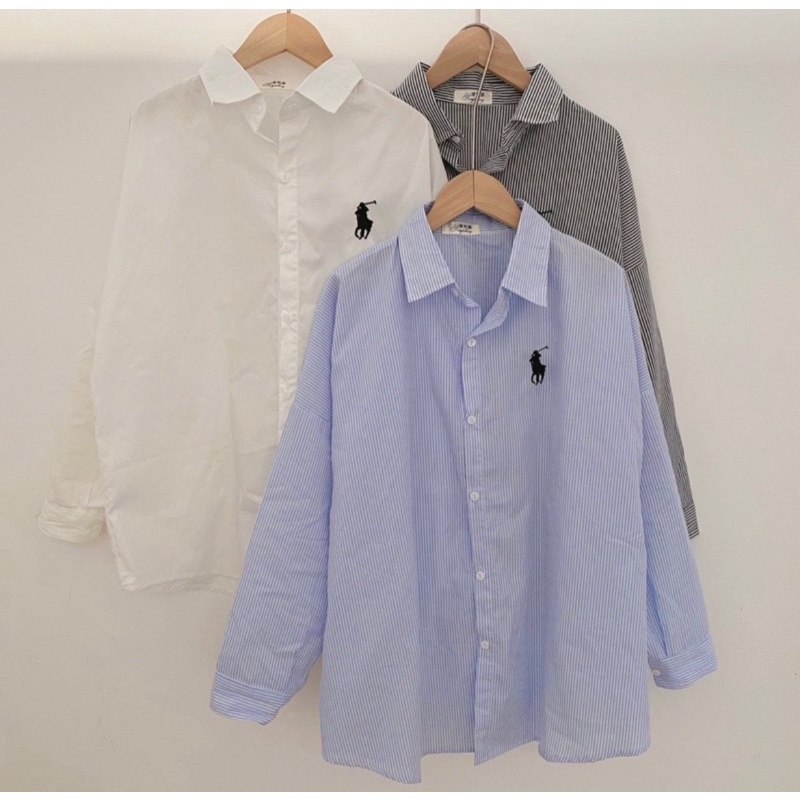 Áo Sơ Mi Thô Tay Dài Thêu Ngựa