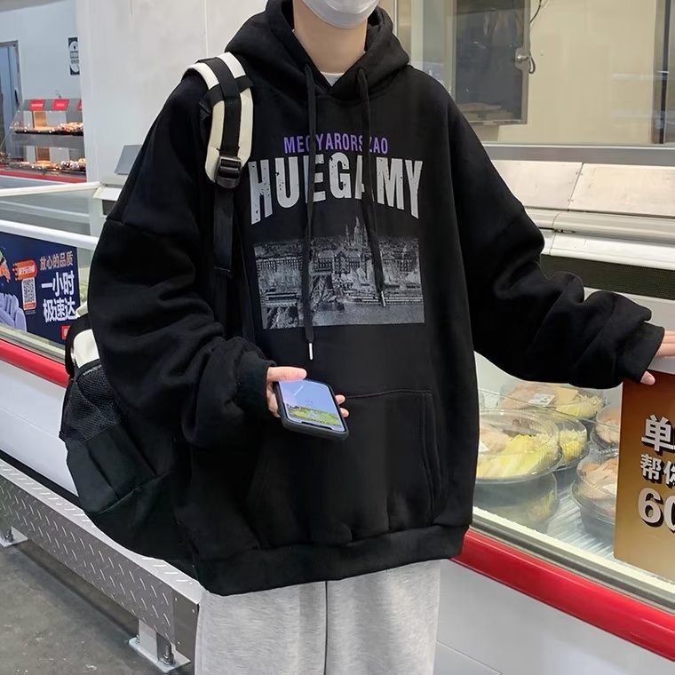 Áo hoodie Dáng Rộng Có In Chữ Thời Trang Phong Cách Hàn Quốc Cho Nam