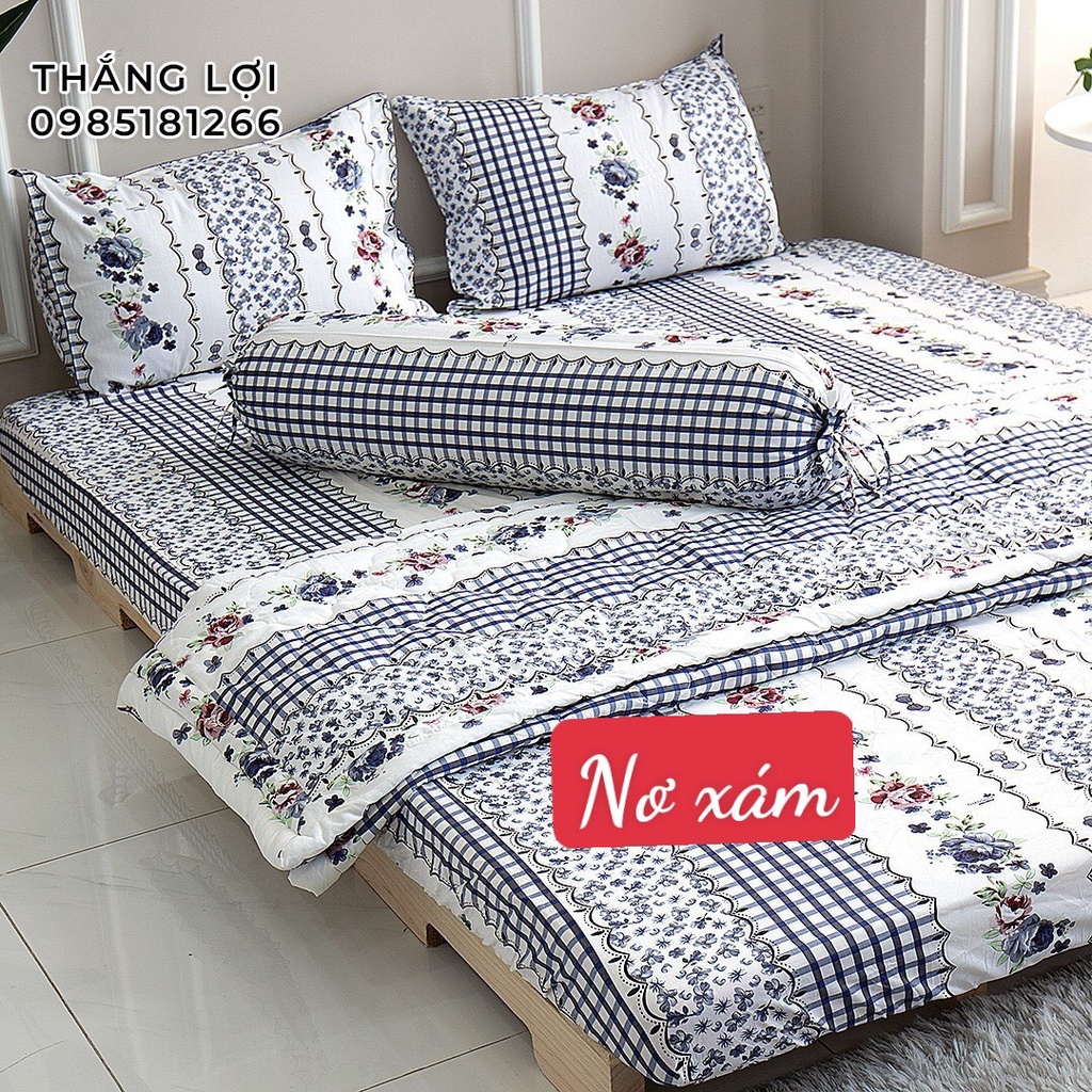 Drap Cotton 100% Thắng Lợi chính hãng Mẫu Nơ xám IN LOGO THẮNG LỢI vệ sinh dễ dàng.