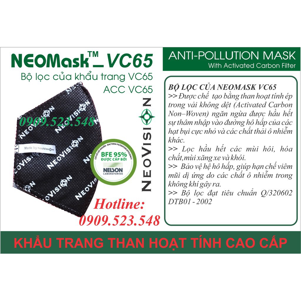 Khẩu trang Neomask VC65-TQG thun quàng gáy, Neovision chống bụi lọc không khí ô nhiễm