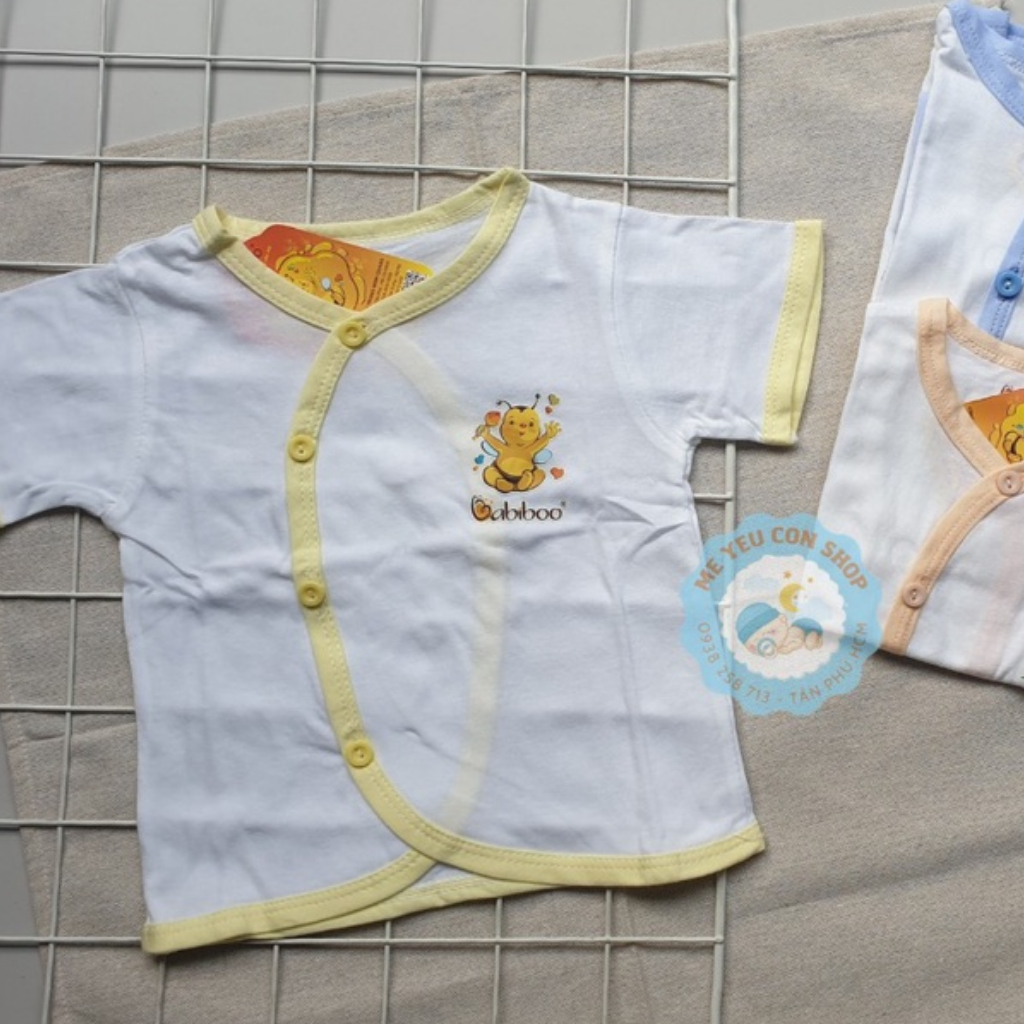 Áo cổ tim viền màu tay ngắn BABIBOO