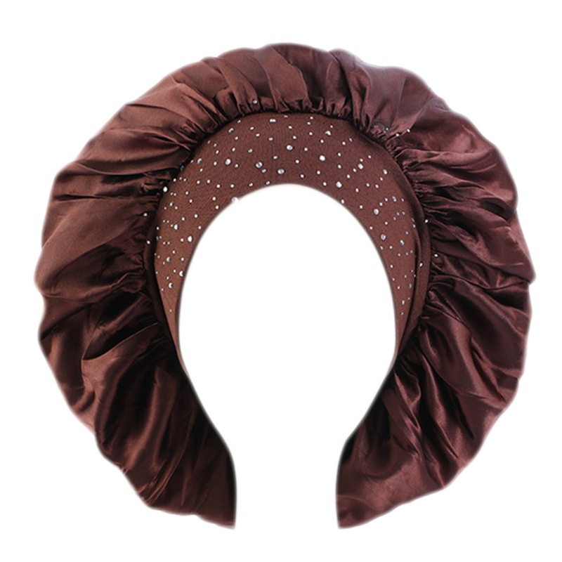 Mũ Trùm Đầu Bằng Satin Co Giãn Đính Đá Có Thể Điều Chỉnh