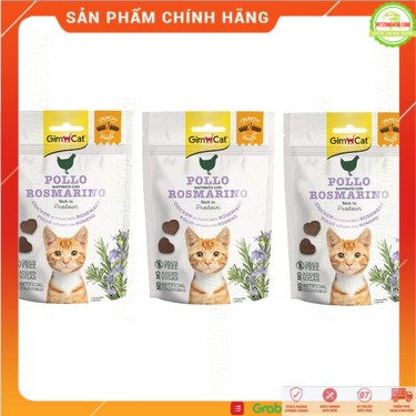 Snack cho mèo [ FreeShip ] Treat Gimcat Crunchy Chicken &amp; Rosemary 50g - Thịt gà và hương thảo dành cho mèo