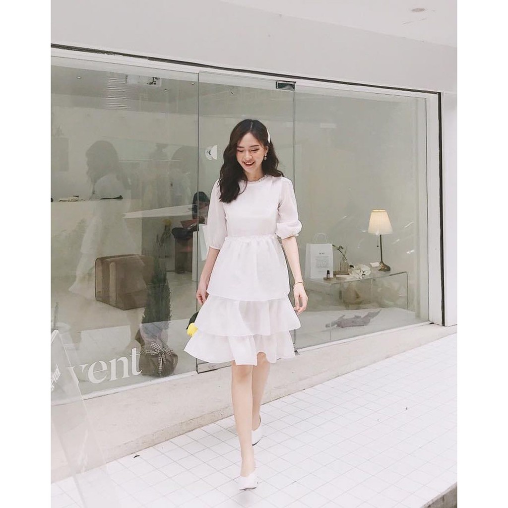 [xả giá gốc] Đầm nữ trắng dự tiệc , dạo phố dễ thương dáng xòe sang chảnh mã [Babydoll] | BigBuy360 - bigbuy360.vn