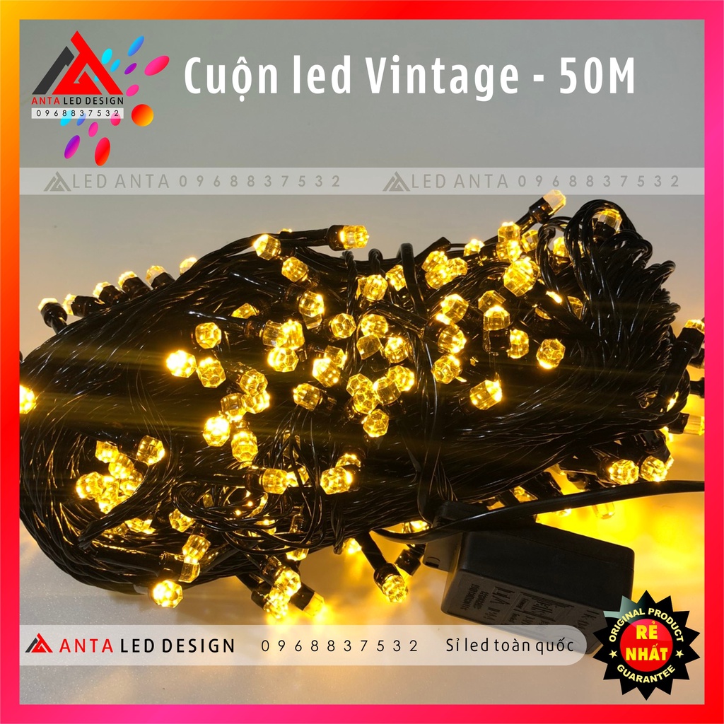 Dây đèn led trang trí 50 Mét ánh sáng vàng vintage cực đẹp #1