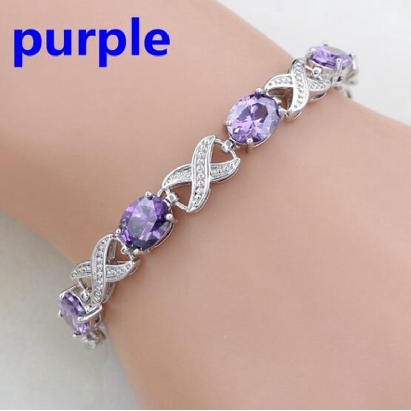 Vòng tay nữ đính đá hình oval hồng ngọc / đỏ thời trang