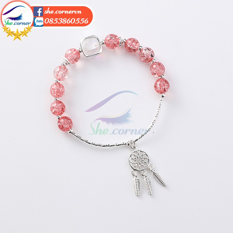 Lắc tay nữ vòng tay nữ 11149 pha lê dạng băng rạn đính đá và Dream Catcher nhiều màu phong cách Hàn Quốc