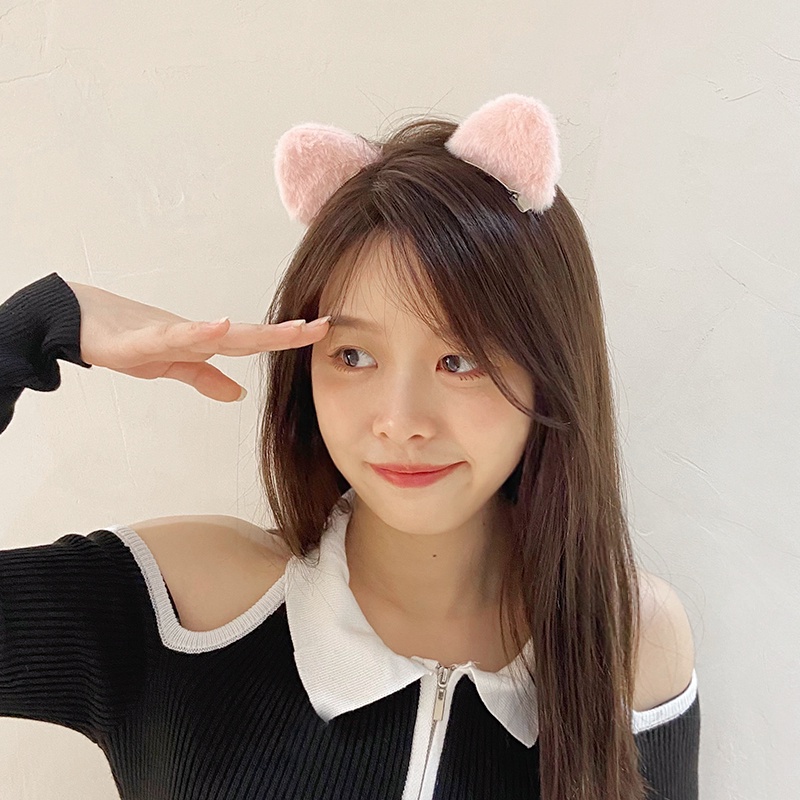 Kẹp tóc hình tai mèo màu sắc ngọt ngào phong cách Hàn Quốc cho nữ