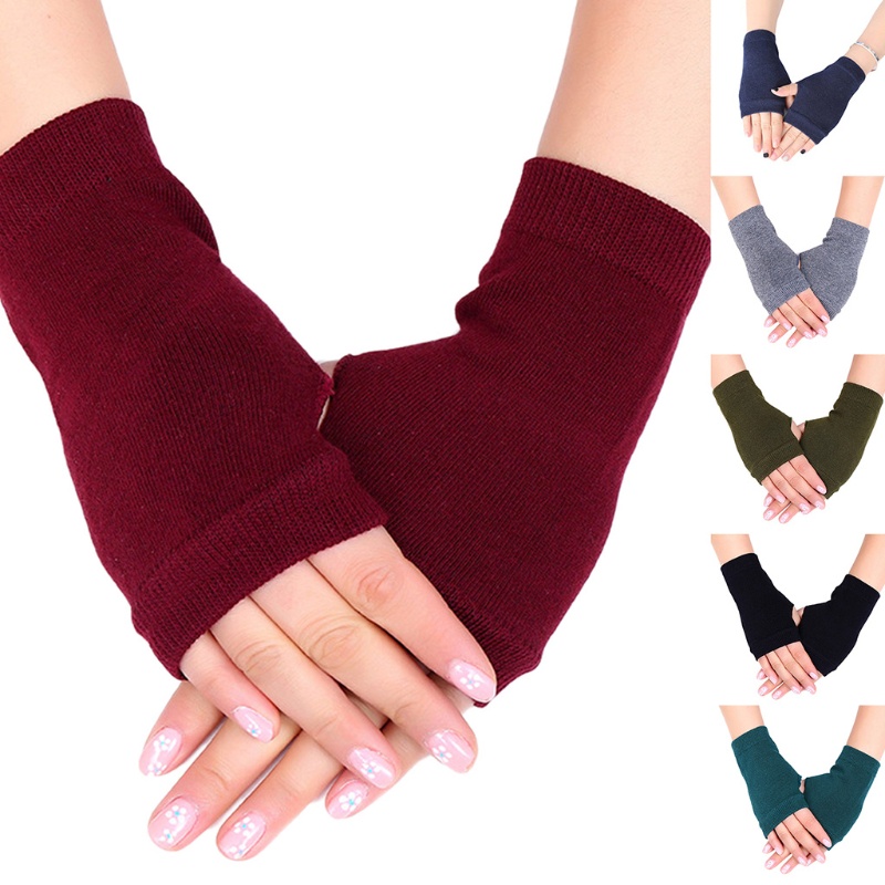 Găng tay cotton hở ngón màu trơn có thể co dãn dành cho nam và nữ