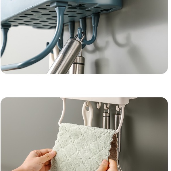 Ống đũa treo tường đám mây tiết kiệm diện tích có móc treo dụng cụ nhà bếp đa năng, tiện lợi