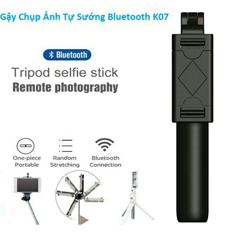 Gậy tự sướng bluetooth K07, Gậy selfie bluetooth kiêm tripods 3 chân | BigBuy360 - bigbuy360.vn