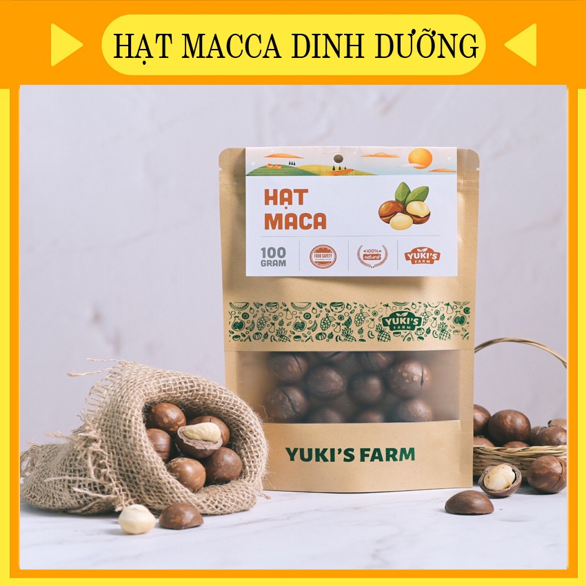 Hạt Macca Vỡ, Nứt Vỏ gói  100G YUKI FARM Tặng Kèm Khui Hạt,Hạt Dinh Dưỡng Organic Cho Bà Bầu, Hỗ Trợ Giảm Cân, Ăn Kiêng