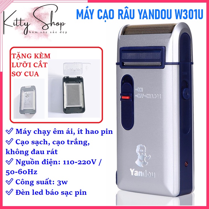 Máy cạo râu đa năng YANDOU W301U, Dao cạo râu nam sạc pin công suất 3W cạo sát, cạo trắng, không đau rát
