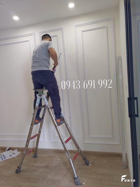 Chỉ kép hai lớp trang trí tường với phào 4cm trắng lệch sơn thay đổi màu